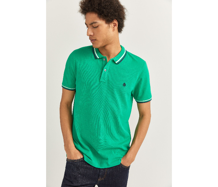 Springfield SS20 Basic Slim Fit Polo T-Shirt With Tipping Medium For Men - Green - Zoom Image 3