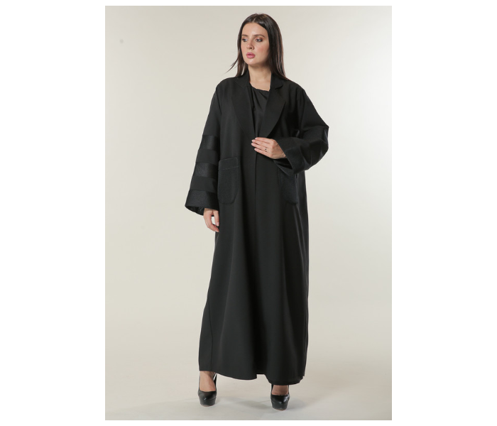 Moistreet Double XL Black Casual Coat Style Abaya - Zoom Image 1