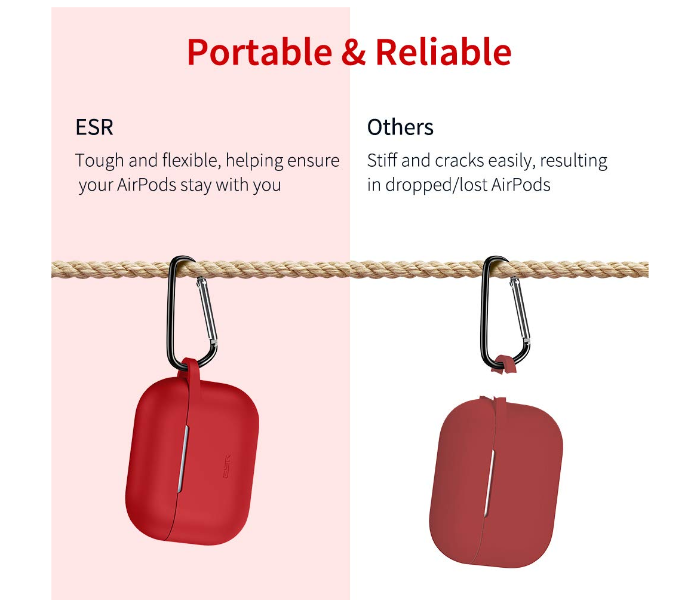 ESR Upgraded Protective Cover for AirPods Pro Case - Red - Zoom Image 4