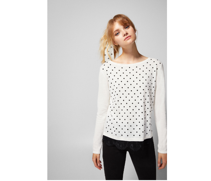 Springfield AW18 Long Sleeve Knitwear Large For Women - White And Black - Zoom Image 1