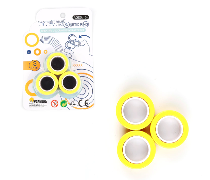 Magnetic Fun Spin Relief Stress Finger Game Attention Roller Ring - Yellow - Zoom Image 1