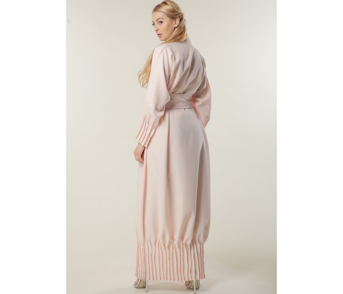 Moistreet Extra Small Peach Abaya with Pleated Hem and Sleeves - Zoom Image 3