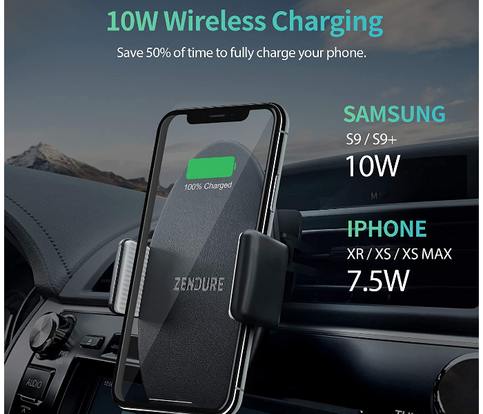 Zendure Q7 10W Wireless Charger Car Mount - Black - Zoom Image 4