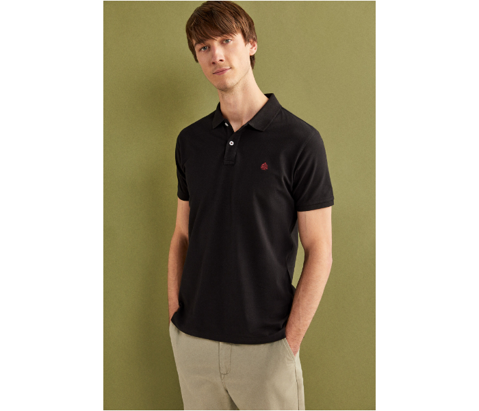 Springfield SS20 Basic Solid Slim Fit Polo T-Shirt Small For Men - Black - Zoom Image 1