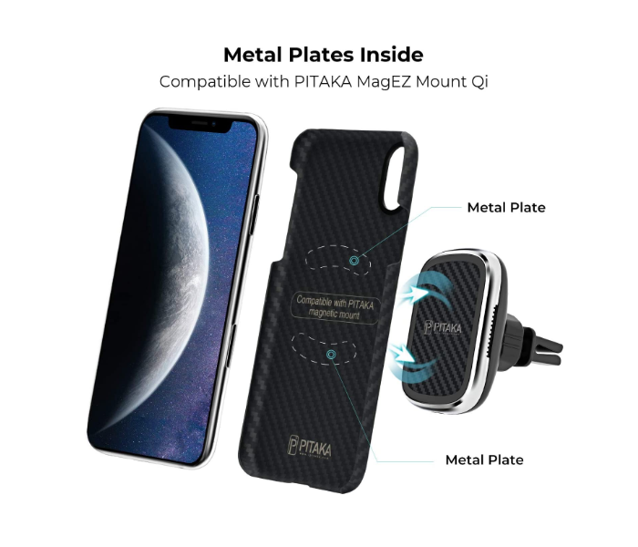 Pitaka 5.8 inch MagEz Case for iPhone XS - Black and Grey Twill - Zoom Image 3