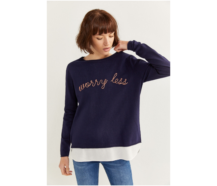 Springfield S20 Long Sleeve Knitwear Extra Small For Women - Dark Blue - Zoom Image 2