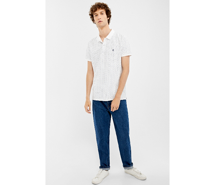 Springfield AW19 Basic Slim Fit Polo Dotted T-Shirt XXX-Large For Men - White - Zoom Image 1