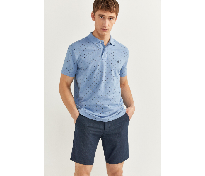 Springfield SS20 Basic Slim Fit Polo Dotted T-Shirt X-Large For Men – Light Blue - Zoom Image 3