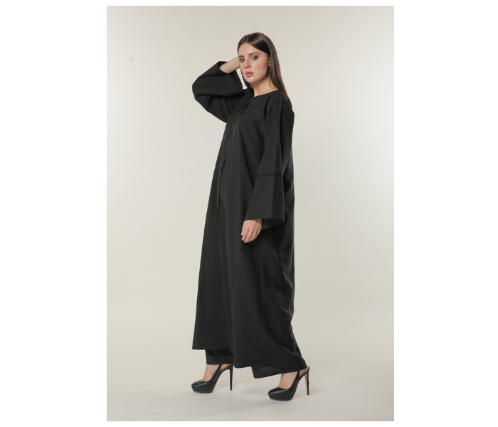 Moistreet Extra Large Black Formal Abaya with Handwork - Zoom Image 2