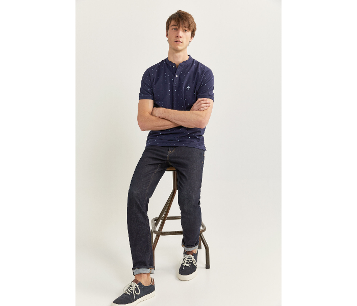 Springfield SS20 Basic Dotted Slim Fit Polo T-Shirt X-Small For Men – Dark Blue - Zoom Image 1