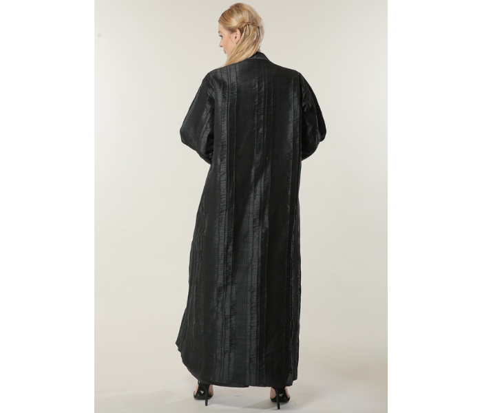 Moistreet Extra Small Jaquard Coat Style Abaya - Black - Zoom Image 4