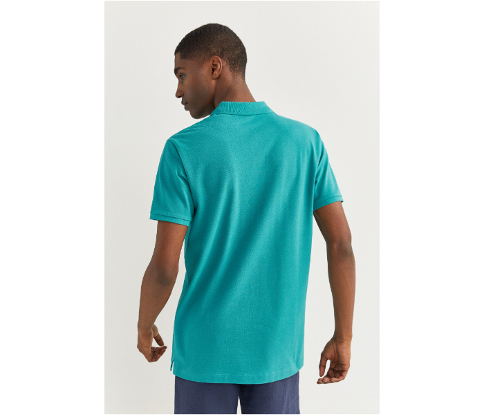 Springfield SS20 Basic Solid Slim Fit Polo T-Shirt Small For Men – Dark Cyan - Zoom Image 3