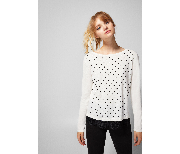 Springfield AW18 Long Sleeve Knitwear Small For Women - White And Black - Zoom Image 1