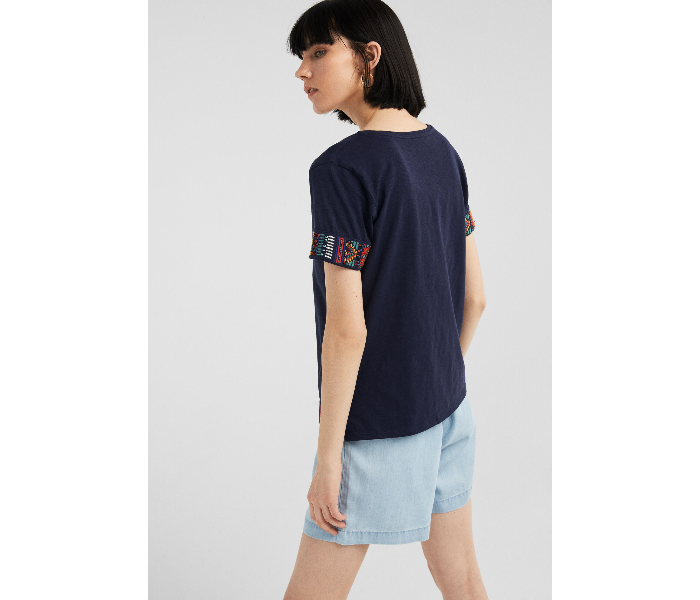 Springfield AW19 Short Sleeve Fancy T-Shirt Small For Women - Navy - Zoom Image 2