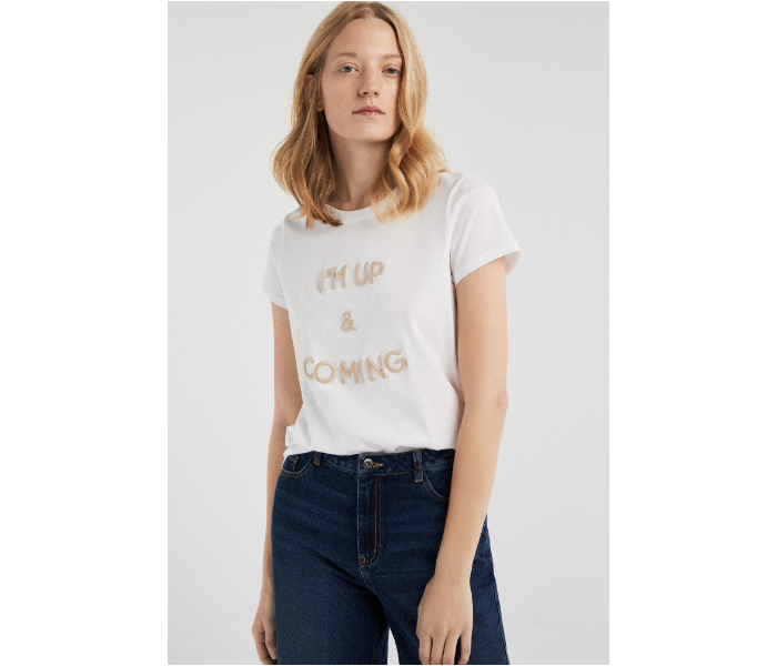 Springfield SS19 Short Sleeve Fancy T-Shirt Medium For Women - Off White - Zoom Image 2