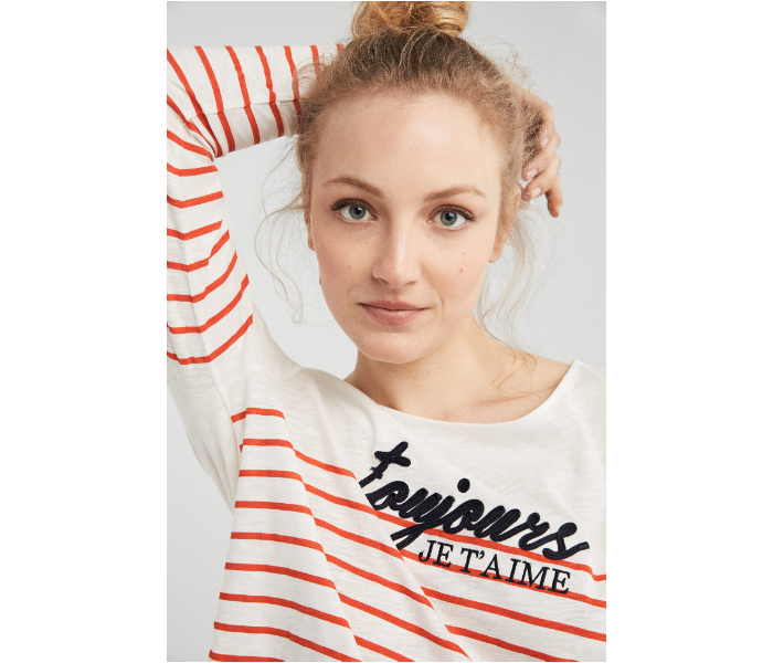 Springfield Long Sleeve Fancy T-Shirts Medium For Women - White - Zoom Image 2