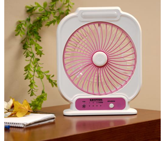 Krypton KNF222 8inch Rechargeable Mini Table Powerful Personal Desk Box Fan - White and Pink - Zoom Image 5