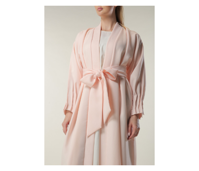 Moistreet Large Peach Abaya with Pleated Hem and Sleeves - Zoom Image 4