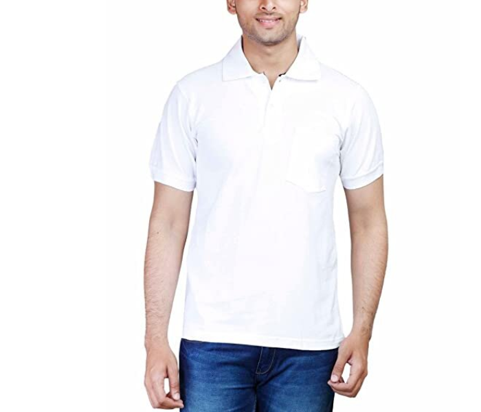 Premium Honey Comb Polo T-Shirt for XXL Men - White - Zoom Image