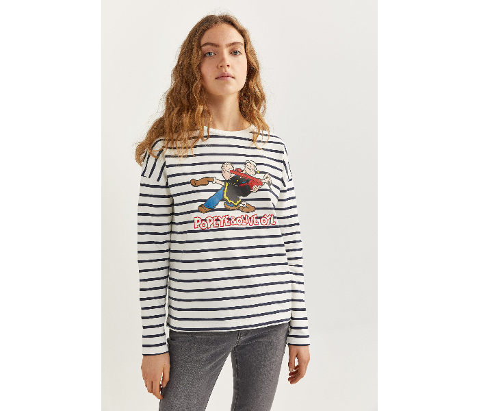 Springfield SS20 Full Sleeve Sweat Shirt X-Small For Women - Black and White - Zoom Image 2