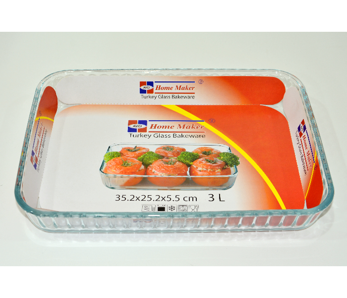 Avic HM AV1-6573 3Litre Rectangular Fluted Baking Tray - Clear - Zoom Image