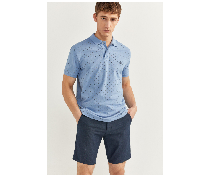 Springfield SS20 Basic Slim Fit Polo Dotted T-Shirt Medium For Men – Light Blue - Zoom Image 3