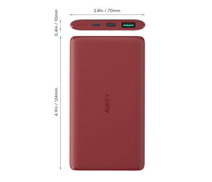 Aukey XN5R 5000mAh Power BanK With AiPower Type C 1 x micro USB Cable - Red - Zoom Image 2