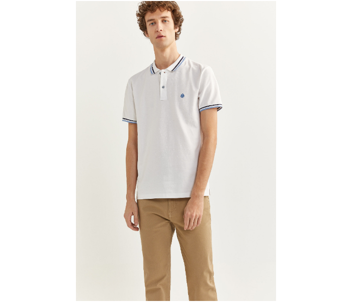 Springfield SS20 Basic Slim Fit Polo T-Shirt With Tipping XXX-Large For Men - White - Zoom Image 1