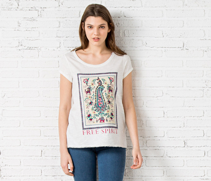 Springfield SS20 Short Sleeve T-Shirt With Free Spirit Design Medium For Women - White - Zoom Image 1