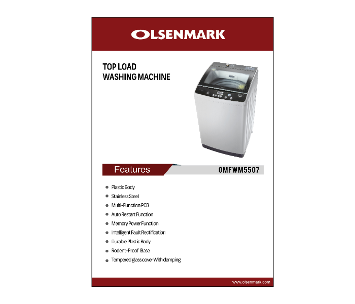 Olsenmark OMFWM5507 Top Load Washing Machine - Black and White - Zoom Image 2