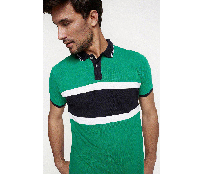 Springfield AW18 Polo Fancy T-Shirt Medium For Men - Green And Black - Zoom Image 2