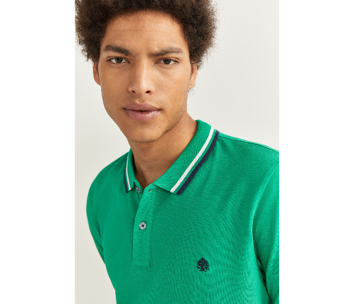 Springfield SS20 Basic Slim Fit Polo T-Shirt With Tipping Large For Men - Green - Zoom Image 1