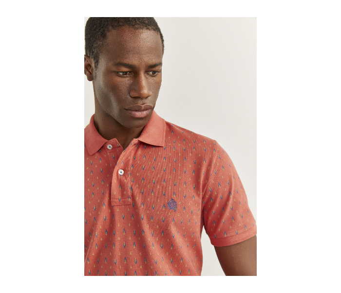 Springfield SS20 Basic Slim Fit Polo Dotted T-Shirt Large For Men – Dark Peach - Zoom Image 2