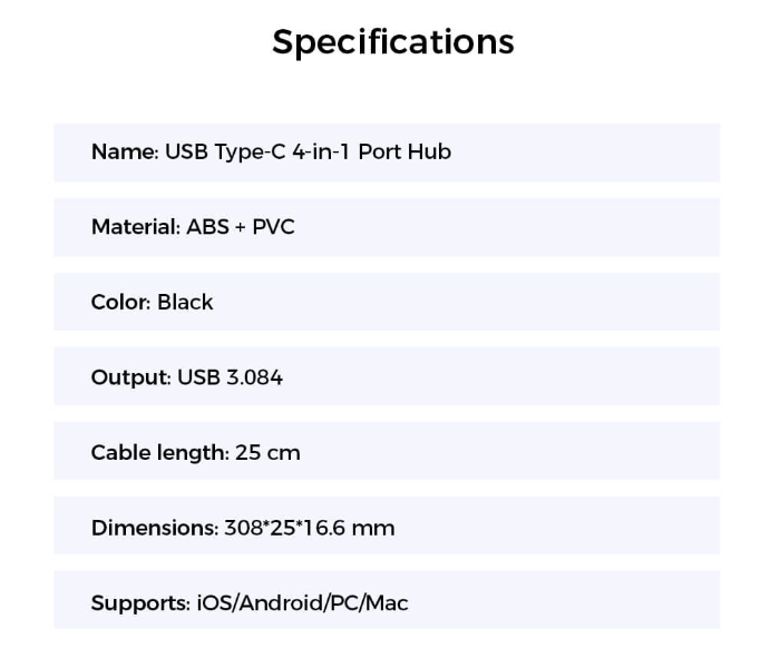 ESR USB 4 in 1 Port Hub - Black - Zoom Image 5