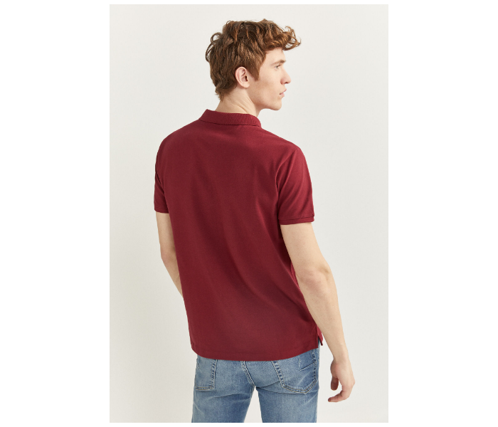 Springfield SS20 Basic Solid Slim Fit Polo T-Shirt X-Small For Men - Maroon - Zoom Image 4