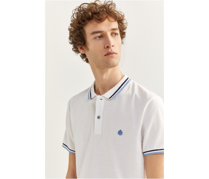 Springfield SS20 Basic Slim Fit Polo T-Shirt With Tipping  Large For Men - White - Zoom Image 2