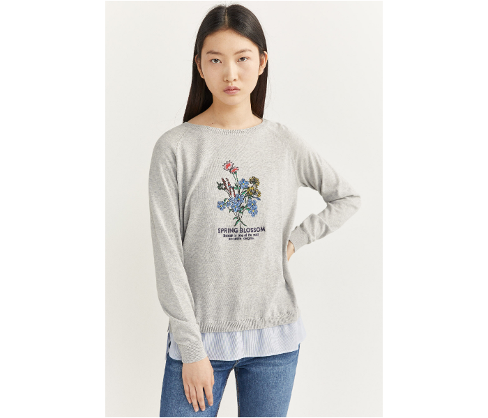 Springfield SS20 Long Sleeve Knitwear Small For Women - Light Grey - Zoom Image 4