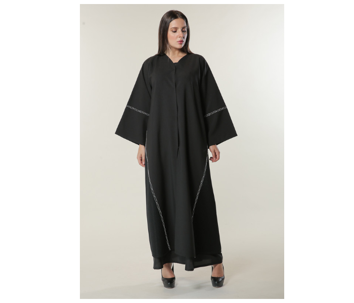 Moistreet Extra Small Black Abaya with Handwork - Zoom Image 1