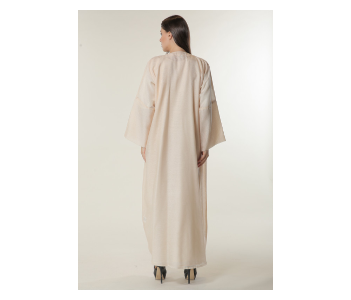 Moistreet LargeHandwork Embellished Peach Organza Abaya with Inner -Cream - Zoom Image 3