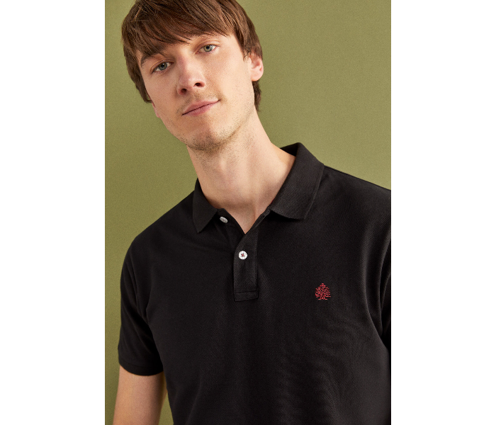 Springfield SS20 Basic Solid Slim Fit Polo T-Shirt Medium For Men - Black - Zoom Image 2