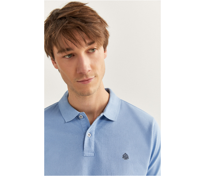 Springfield SS20 Basic Solid Slim Fit Polo T-Shirt Medium For Men - Light Blue - Zoom Image 2