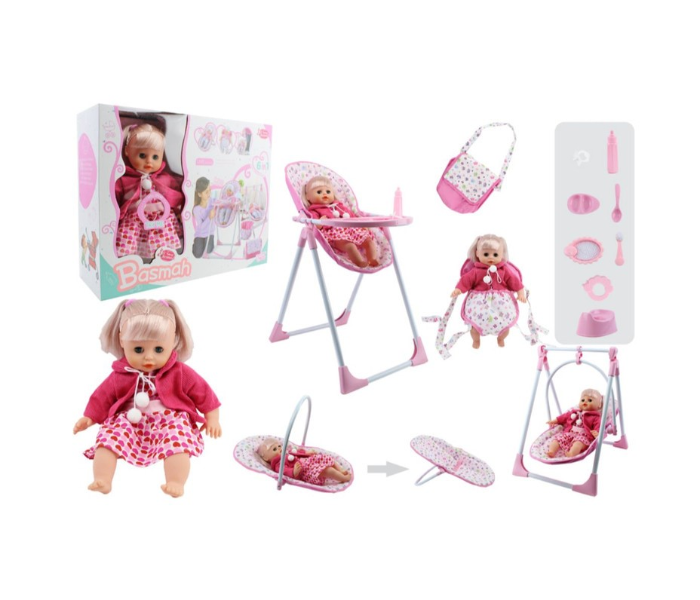 Basmah 14 Inch Boy Doll Set With Sound - Pink - Zoom Image 2