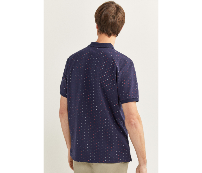 Springfield SS20 Basic Dotted Slim Fit Polo T-Shirt Medium For Men – Blue - Zoom Image 3