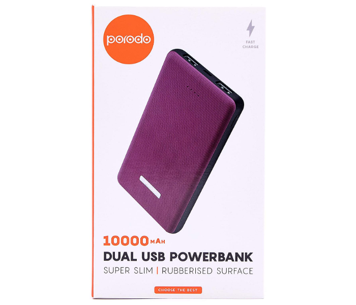 Porodo Rubberised Surface Dual USB 10000mAh Power Bank - Red - Zoom Image 3