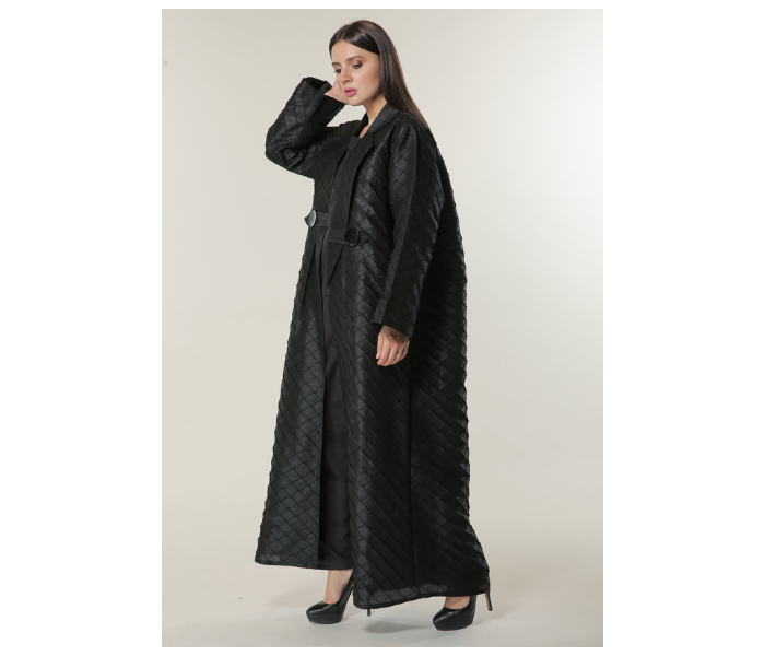 Moistreet Medium Black Jaquard Coat Style Abaya - Zoom Image 2