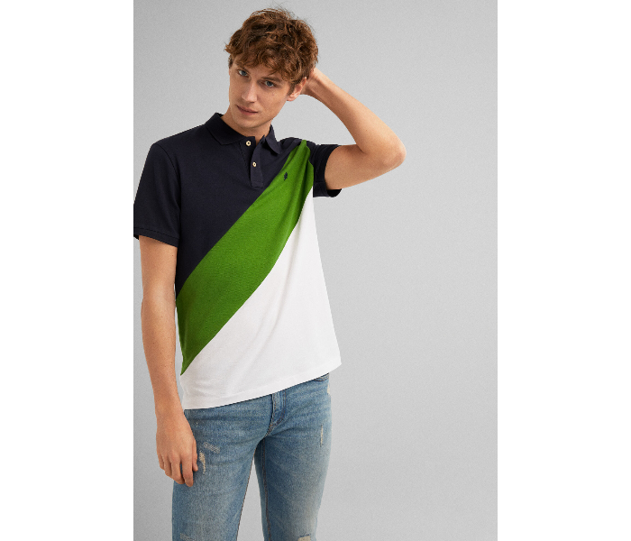 Springfield SS19 Basic Slim Fit Polo T-Shirt Medium For Men - Black and Green - Zoom Image 1