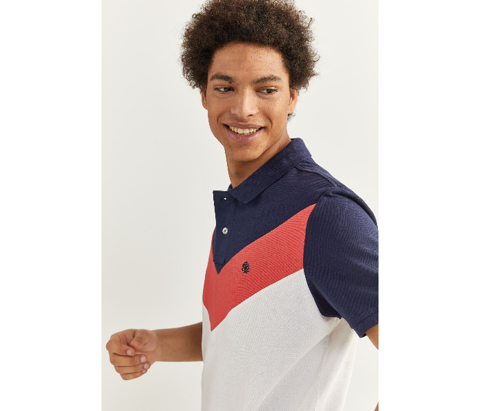 Springfield SS20 Basic Solid Slim Fit Polo T-Shirt XX-Large For Men – Navy and White - Zoom Image 1