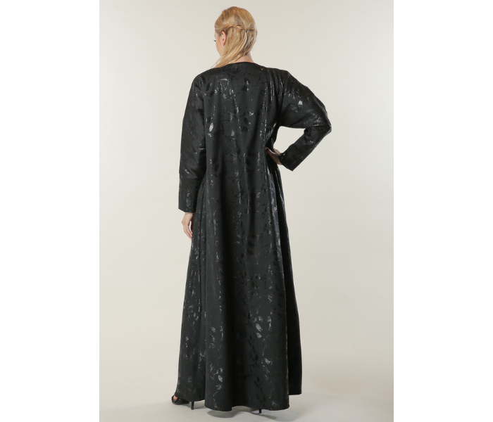 Moistreet Medium Black Jaquard Abaya - Zoom Image 3