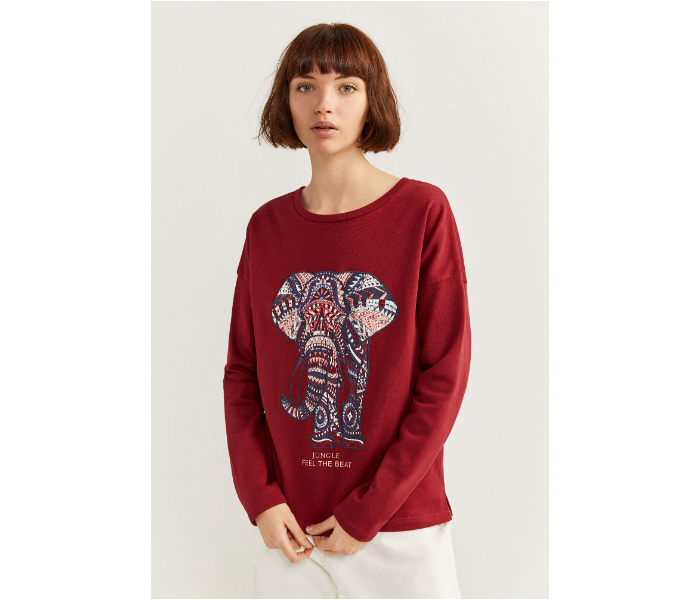 Springfield SS20 Full Sleeve Sweat Shirt X-Large For Women - Maroon - Zoom Image 4