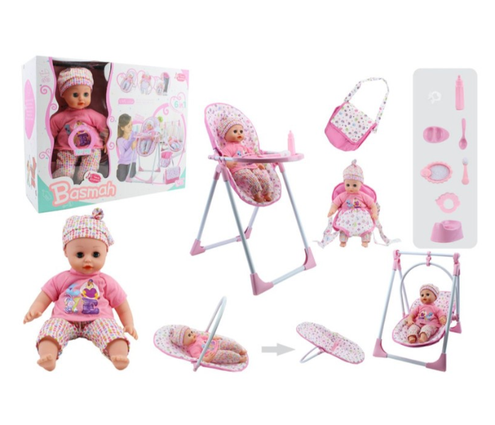 Basmah 14 Inch Boy Doll Set With Sound - Pink - Zoom Image 1